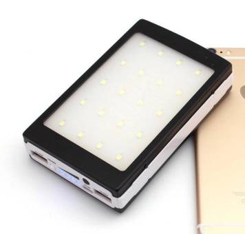 Внешний аккумулятор Power Bank с солнечной батареей 4500 mAh + фонарик LED