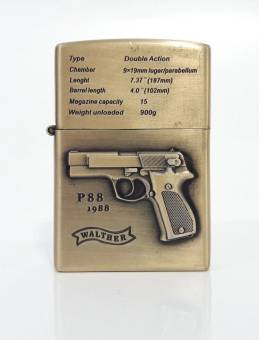 Зажигалка бензиновая тип zippo JianTai "Walther P88 1988"