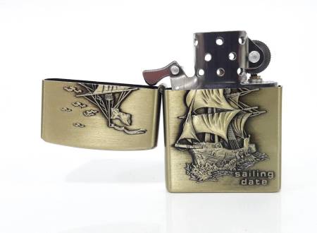 Зажигалка бензиновая тип zippo KingLing "Судно 001"