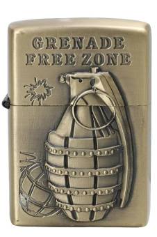 Зажигалка бензиновая тип zippo JianTai "Grenade Free Zone"