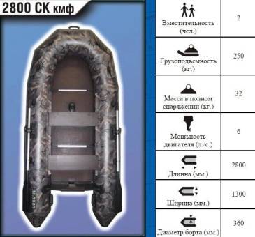Надувная лодка Муссон 2800 СК кмф