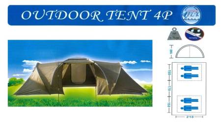 Палатка OUTDOOR TENT 4P 2-х комнатная 4-х местная