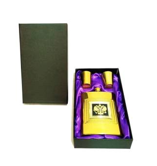 Подарочный набор GOLD Фляжка + 2 стопки (8 OZ)