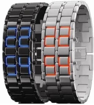 LED Часы без циферблата  Металлик