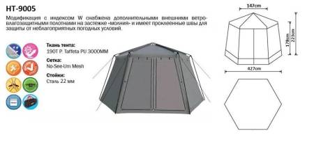 Шатер с сеткой и стенами 427*427 СМ.