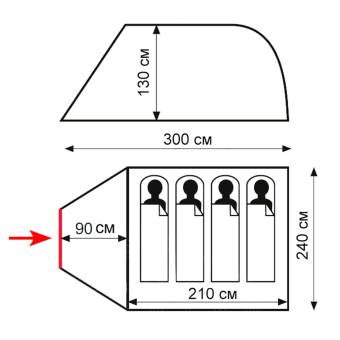 ПАЛАТКА Totem Summer 4 Plus (V2) (зеленый) "Tramp" TTT-032