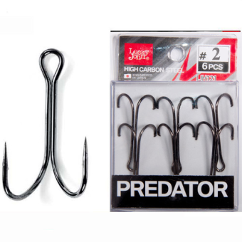 КРЮЧКИ двойники #2, 6шт PREDATOR "Lucky John"