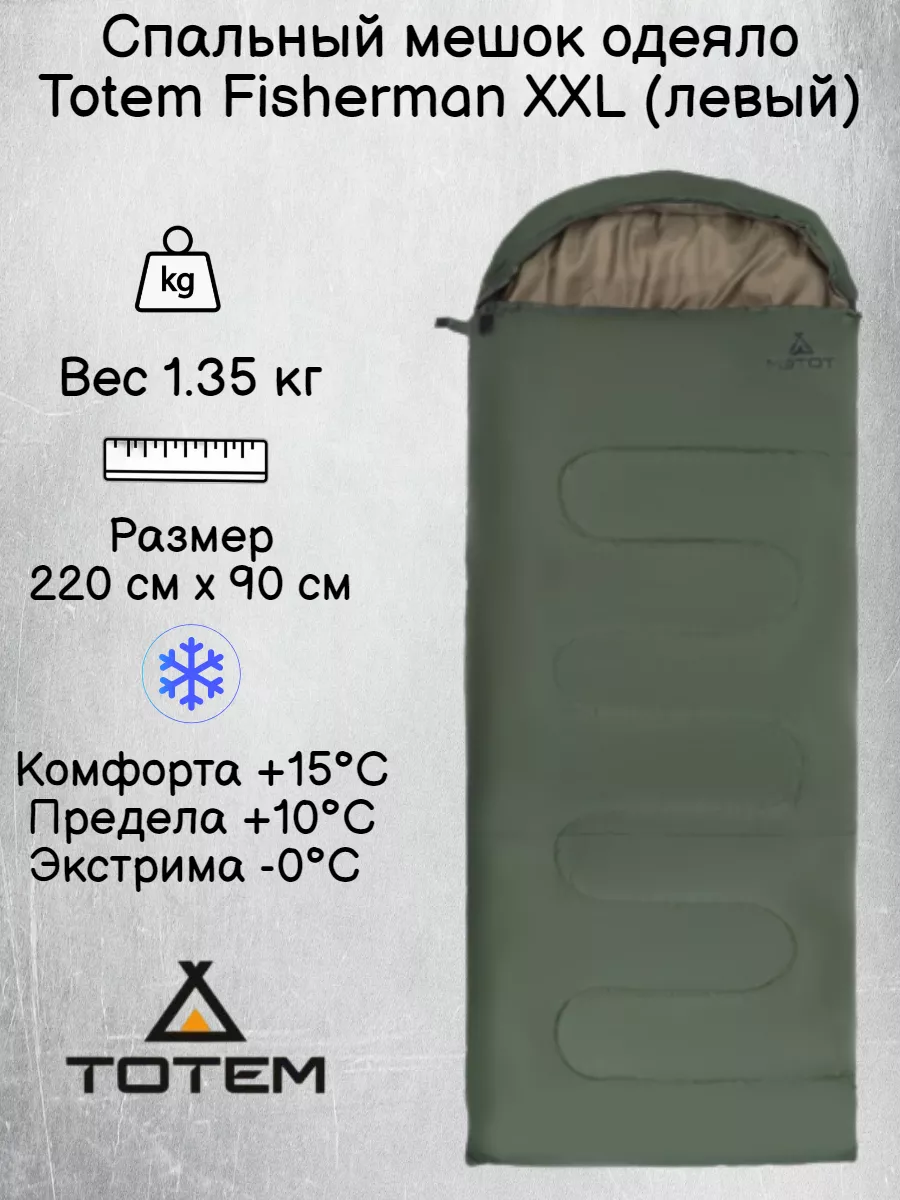 СПАЛЬНЫЙ МЕШОК состегивающийся Fisherman XXL/левый "Totem"