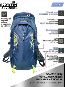 РЮКЗАК ADVENTURE 45л "Norfin"