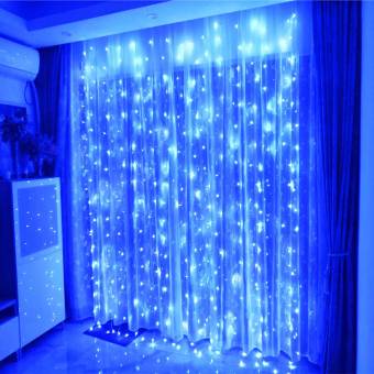 ГИРЛЯНДА LED Дождь/Занавес голубой + пульт (ширина 3 м, высота 3 м)