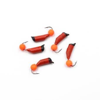 МОРМЫШКА вольф. Ручейник №7, d-2.5мм, L-9.5мм, вес 0.95 гр. красный шар, цв. красный "Яман"