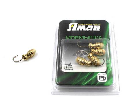 Мормышка 1.2г. Шмель с фосфорной пяткой GOLD PLATED "Яман" Я-МР0132