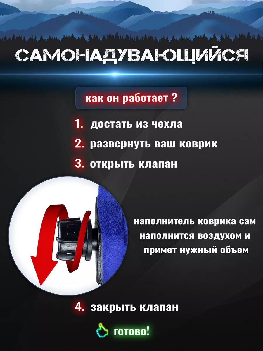 КОВРИК самонадувной 192X63X3 "Следопыт" синий/серый PF-KS-06