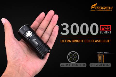 ФОНАРЬ ручной P25 Blue "FiTorch" компактный (акум. с USB) синий