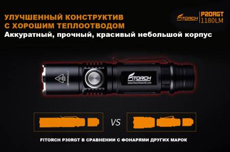 ФОНАРЬ ручной P20RGT "FiTorch" тактический (USB зарядка, Power Bank)