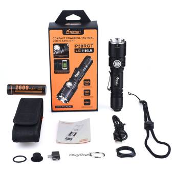 ФОНАРЬ ручной P30RGT "FiTorch" тактический (USB зарядка, Power Bank)