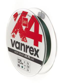 ЛЕСКА VANREX Х4 плетёная 125m, 0.10mm, 3.40kg тёмно-зел. "Lucky John"