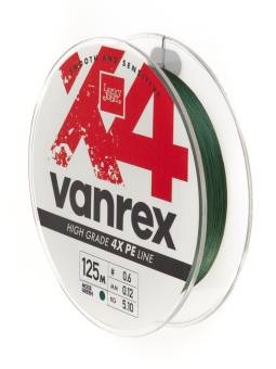 ЛЕСКА VANREX Х4 плетёная 125m, 0.12mm, 5.10kg тёмно-зел. "Lucky John"