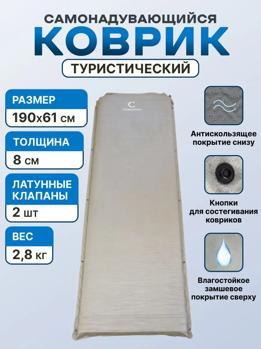 КОВРИК самонадувающийся 190*61*8 Премиум "Следопыт" PF-KS-03