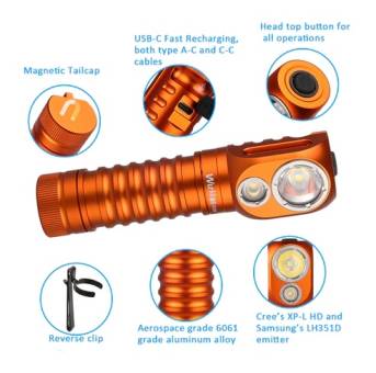 ФОНАРЬ налобный HD20 Orange "Wurkkos" 5000K