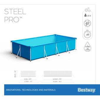 Каркасный бассейн BestWay Steel Pro 400х211х81см, 5700л. 56405