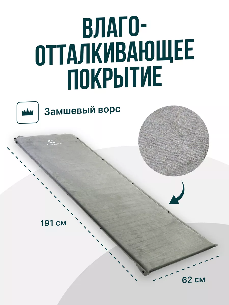 КОВРИК самонадувной 191*62*5 "Следопыт" серый PF-KS-04