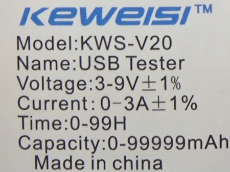 USB мультиметр Keweisi KWS-V20