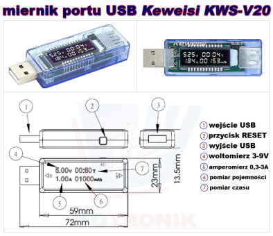 USB мультиметр Keweisi KWS-V20