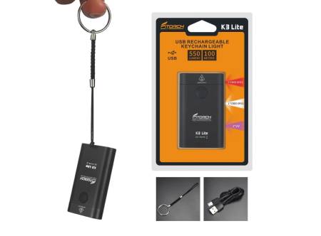 ФОНАРЬ брелок ER26 "FiTorch" K3 Lite (USB зарядка, 3 светодиода: красный, белый, УФ) черный