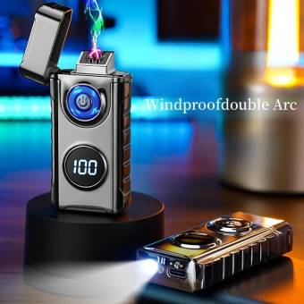 Зажигалка электроимпульсная USB type-c Z-10435 + фонарь