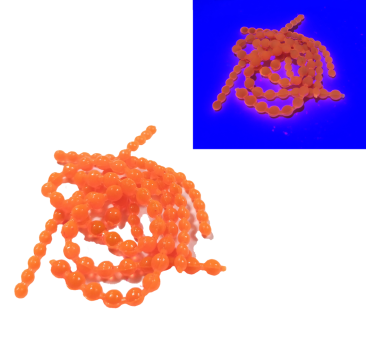 ИКРА №8 флуоресцентная 3мм, 4мм, цв. ярк. оранжевый прозрачный, аром. креветка, 100 шт