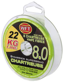ШНУР плетённый 150m, 0.16mm, 22kg, X8 Chartreuse "WFT"