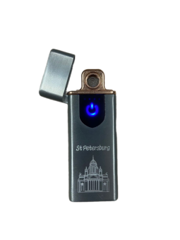 ЗАЖИГАЛКА СЕНСОРНАЯ Санкт-Петербург серая зарядка USB