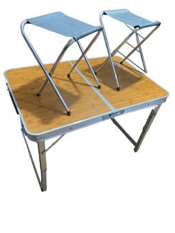 СТОЛ РАСКЛАДНОЙ Усиленный Mini PRO +2 стула "Дерево"  90х60х55 см