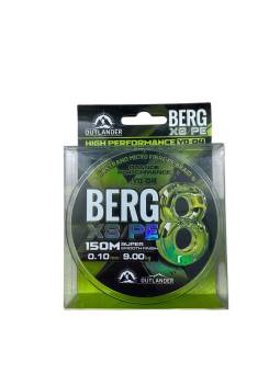 ШНУР плетённый 150m, 0.10mm, 9.00kg. Outlander BERG X8/PE