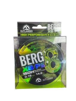 ШНУР плетённый 150m, 0.16mm, 14.2kg. Outlander BERG X8/PE