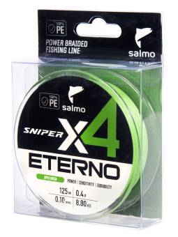 ШНУР плетён. 125m 0.10mm  Salmo Sniper х4 ETERNO BRAID Apple Green