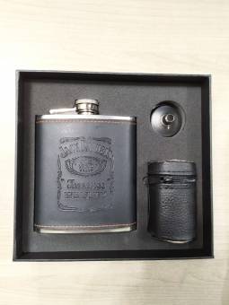 Подарочный набор "Jack Daniels" Фляжка + воронка + 4 стопки в чехле