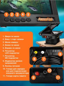 КАМЕРА подводная встр АКБ 7" MAX 15 м 25-26г "FocusFish"с записью