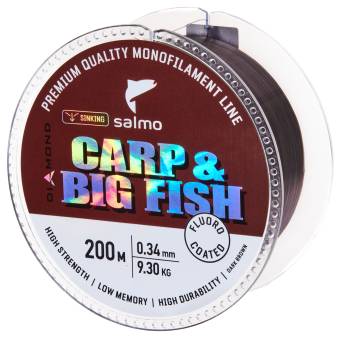 Леска Diamond CARP & BIG монофильная 200m "Salmo" Dark Brown FLUORO COATED