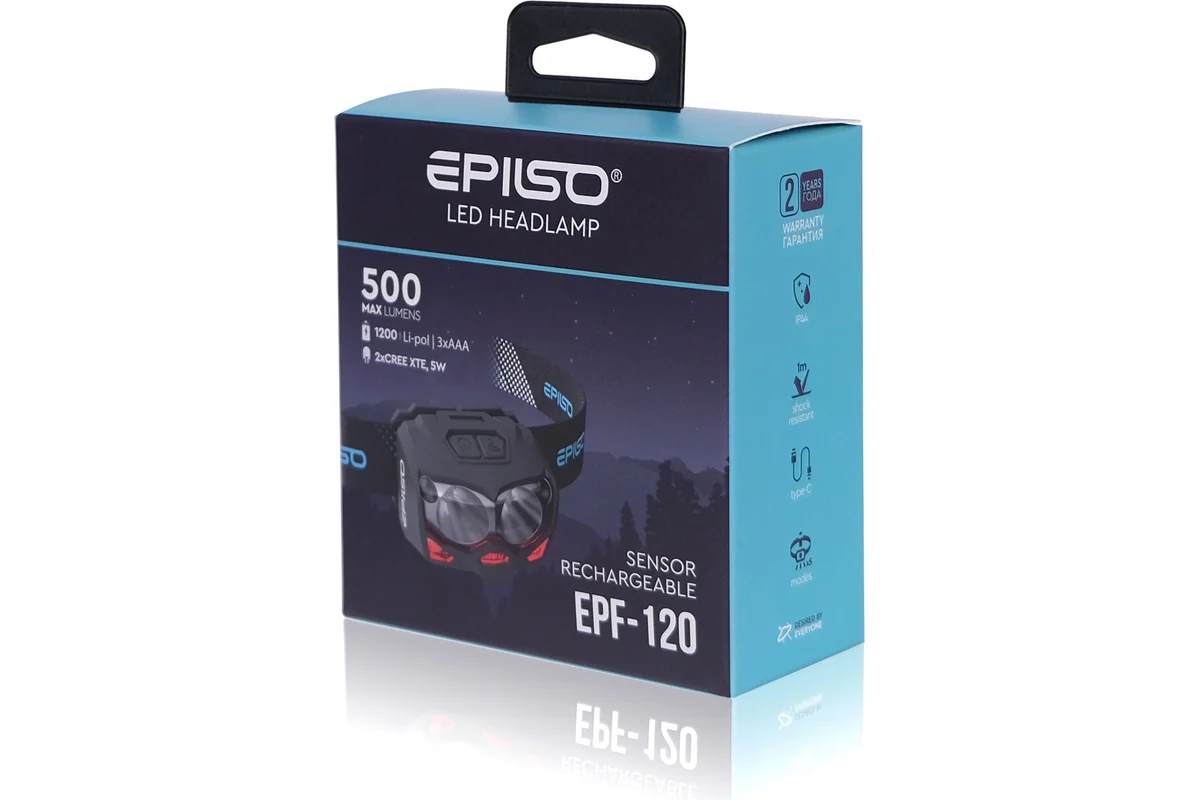 ФОНАРЬ налобный Epilso 2xCREE XTE 5W 500 Lm EPF-120