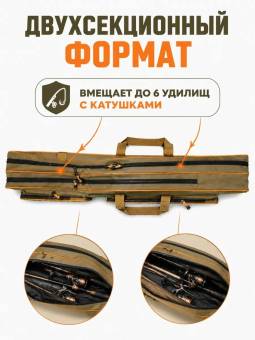 ЧЕХОЛ для удилищ 110cм 2 секции + 2 кармана полужёсткий "Remora"