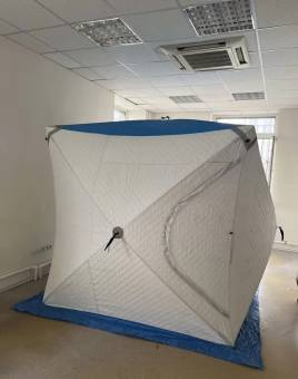 ПАЛАТКА КУБ 220x220x225см бел.-голубая зимняя 2203 утепленная