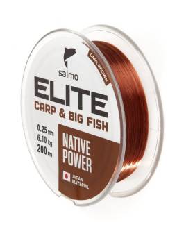 ЛЕСКА ELITE CARP & BIG FISH монофильная 200m, 0.25mm, 6.10kg "Salmo"