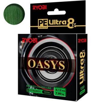 ЛЕСКА плетёная RYOBI OASYS DARK GREEN 150m, 0.12mm, 7.80kg. "Aqua"