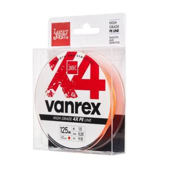 ЛЕСКА VANREX Х4 плетёная 125m, 0.20mm, 9.10kg "Lucky John"