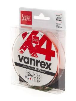 ЛЕСКА VANREX Х4 плетёная 125m, 0.14mm, 6.20kg "Lucky John"
