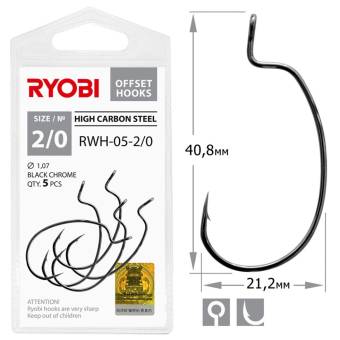 КРЮЧКИ офсетные №2/0 5шт. RWH-05 "Ryobi"