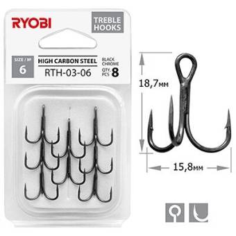 КРЮЧКИ-ТРОЙНИКИ "6" 8шт. RTH-03 "Ryobi"