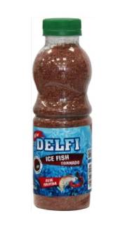 ПРИКОРМКА зимняя "Delfi ice fish tornado" (лещ + плотва; гаммарус + мотыль, красная, 500 мл)